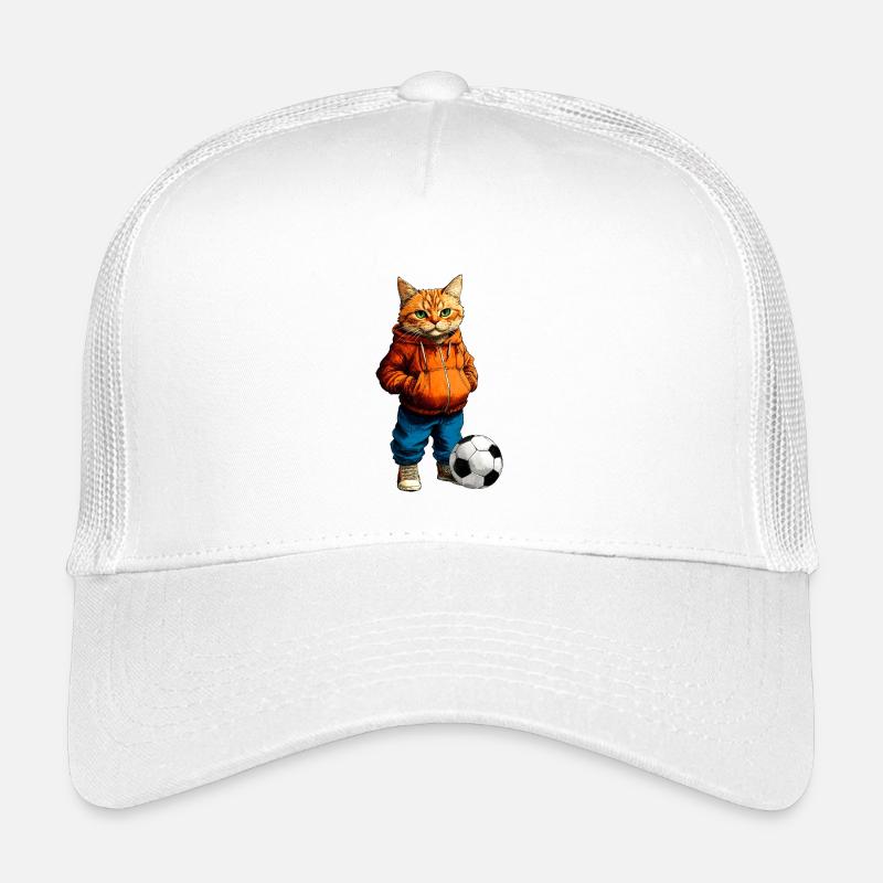 Fussballer Katze - Kinder Trucker-Cap - Weiß