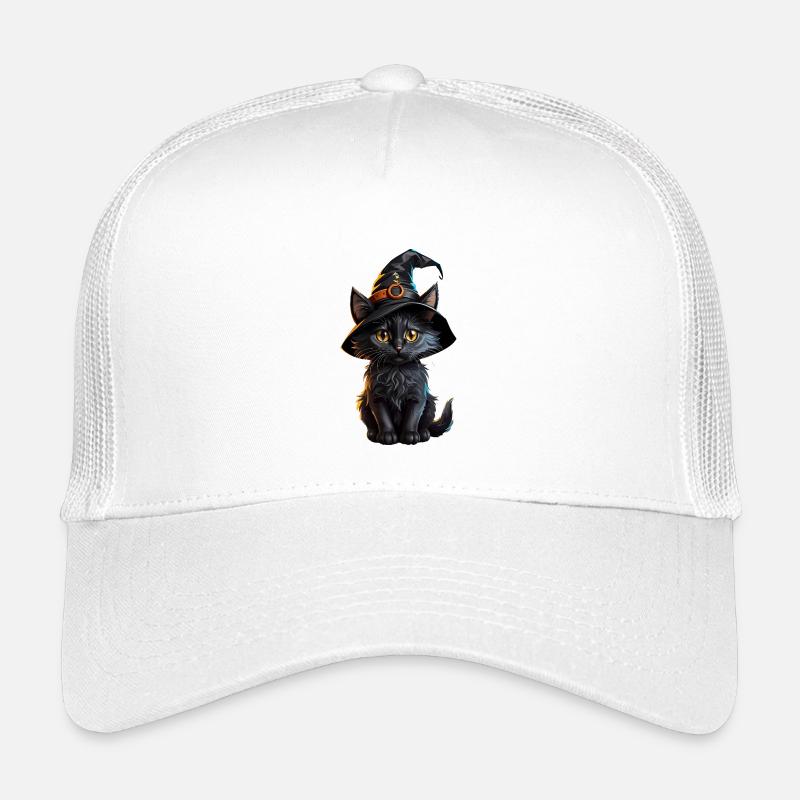 Witch kitten in a magic hat - Kids’ Trucker Cap - white
