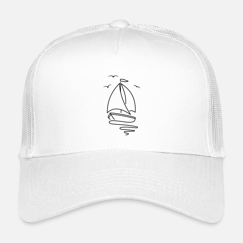 Sailboat with two sails and a flag on top. Kids’ Trucker Cap