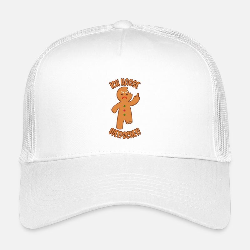 Lebkuchenmann Mittelfinger Ich hasse Menschen - Kinder Trucker-Cap - Weiß