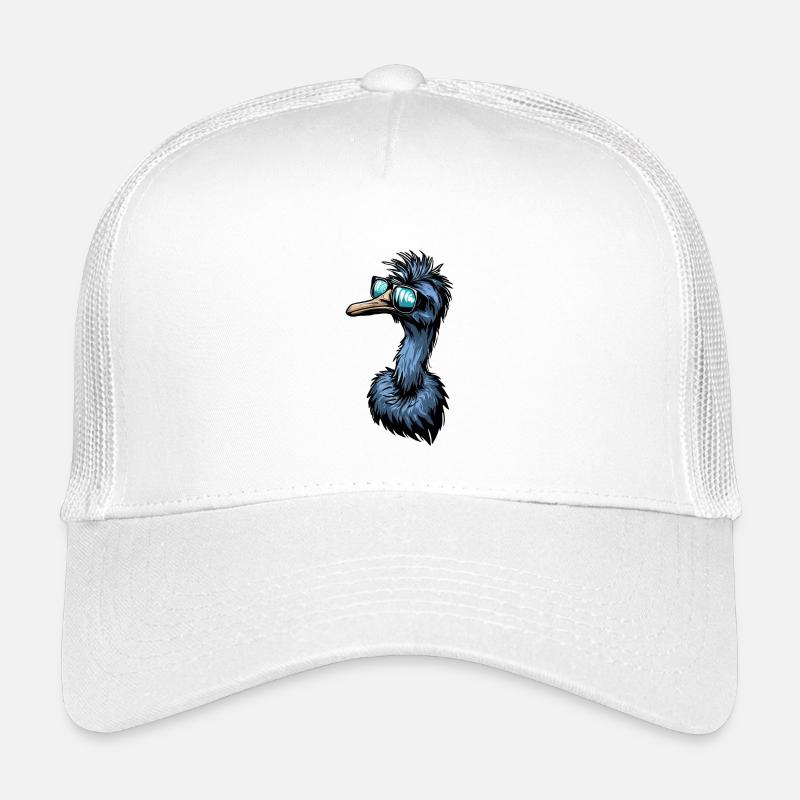 Emu & Strauß mit Cooler Sonnenbrille - Kinder Trucker-Cap - Weiß