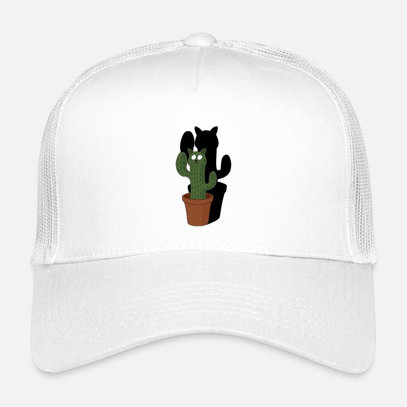 Katze als Kaktus im Blumentopf mit Schatten - Kinder Trucker-Cap - Weiß