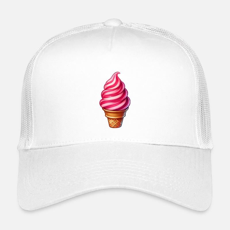 Zuckerstangen Eis-Motiv in einem süßen Eisbecher - Kinder Trucker-Cap - Weiß