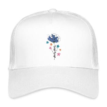 Mama – Blumen Design 🌸💙 - Kinder Trucker-Cap - Weiß - Vorne
