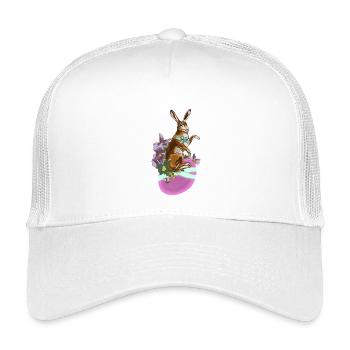 Hase_auf_Ei_rosa_im Jugendstil gemalt - Kinder Trucker-Cap - Weiß - Vorne