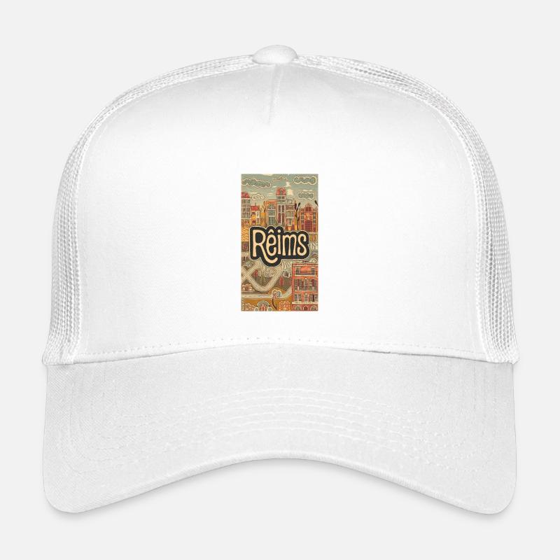 Reims Stadtbild Retro Illustration Kinder Trucker-Cap