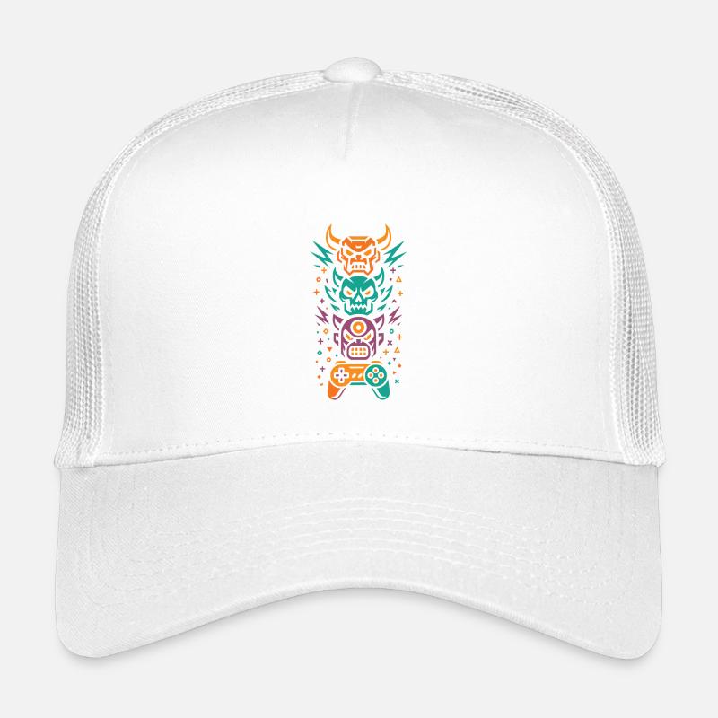 Neon Gamer Totem | Controller & Totenkopf Kinder Trucker-Cap