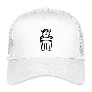 Alarm clock in the trash can time - Kids’ Trucker Cap - white - Front