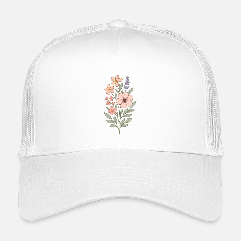 Pastellblumen Aquarellstrauß - Kinder Trucker-Cap - Weiß