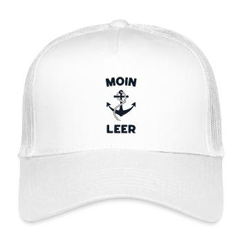 Moin Leer – Maritimes Anker-Design - Kinder Trucker-Cap - Weiß - Vorne