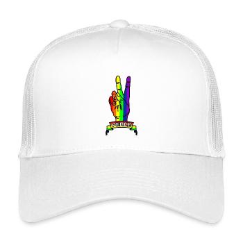 Rainbow peace logo hand with peace sign - Kids’ Trucker Cap - white - Front