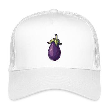 Retro Pixel Aubergine Illustration - Kinder Trucker-Cap - Weiß - Vorne