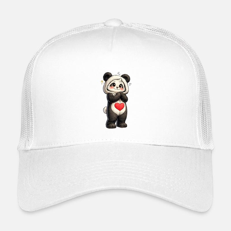 Schüchterner Panda mit rotem Herz Kinder Trucker-Cap