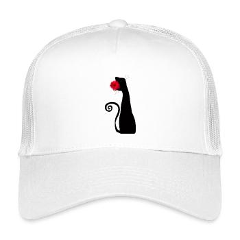 Schwarze Katze mit roter Rose, niedlichem gotischen Design - Kinder Trucker-Cap - Weiß - Vorne
