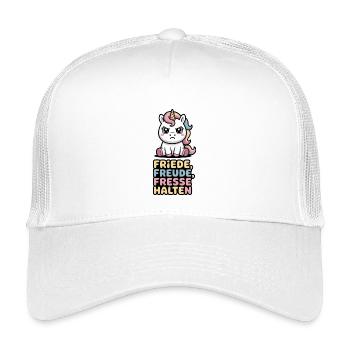  Friede Freude Fresse Halten Einhorn Sarkastischer - Kinder Trucker-Cap - Weiß - Vorne