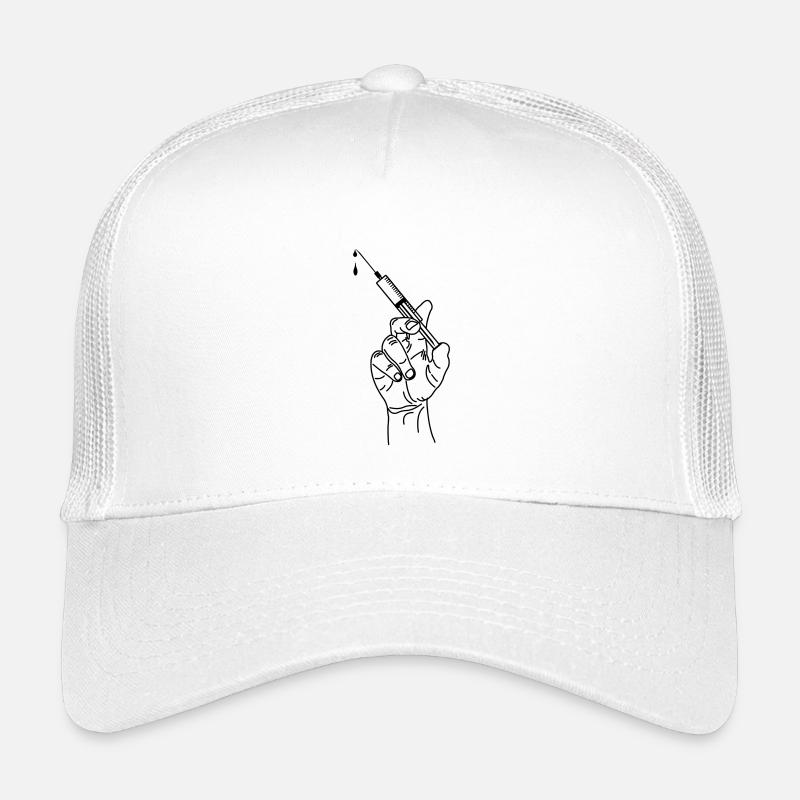 Seringue de vaccination tenant la main Casquette trucker enfant