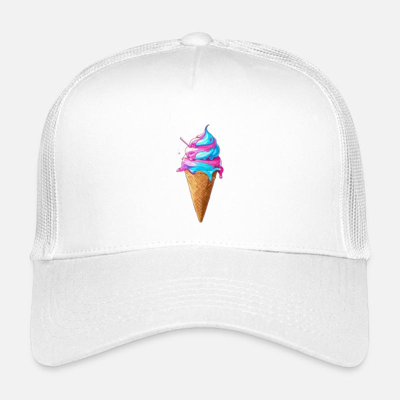 Lecker Eiscreme | Synthwave Eistüte - Kinder Trucker-Cap - Weiß
