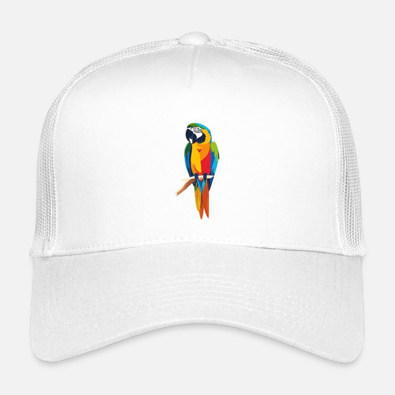Bunter Ara Papagei auf Ast Farbexplosion Motiv - Kinder Trucker-Cap - Weiß