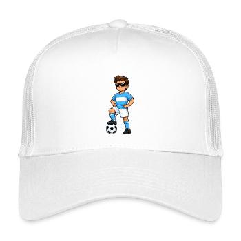 Soccer Boy Argentina Fan Argentine Flag - Kids’ Trucker Cap - white - Front
