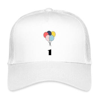 1. 1 year. 1st ANNIVERSARY. 1 YEAR ANNIVERSARY ANNIVERSARY. - Kids’ Trucker Cap - white - Front