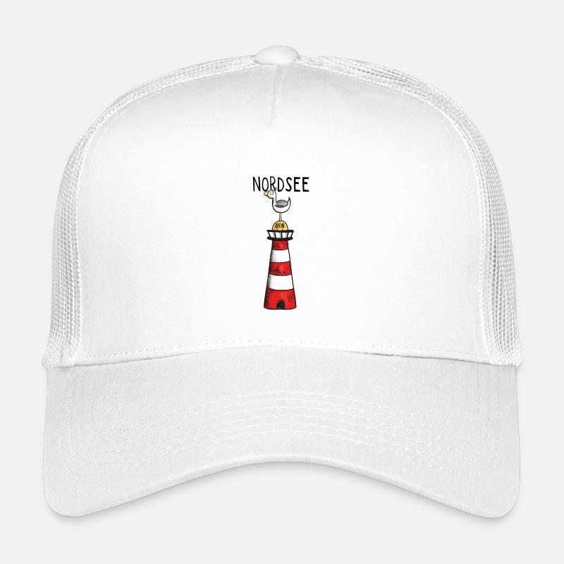 Nordsee Leuchtturm - Möwe - Comic - Geschenk - Kinder Trucker-Cap - Weiß