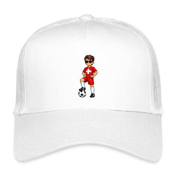 Football Young Switzerland Fan Swiss Flag - Kids’ Trucker Cap - white - Front