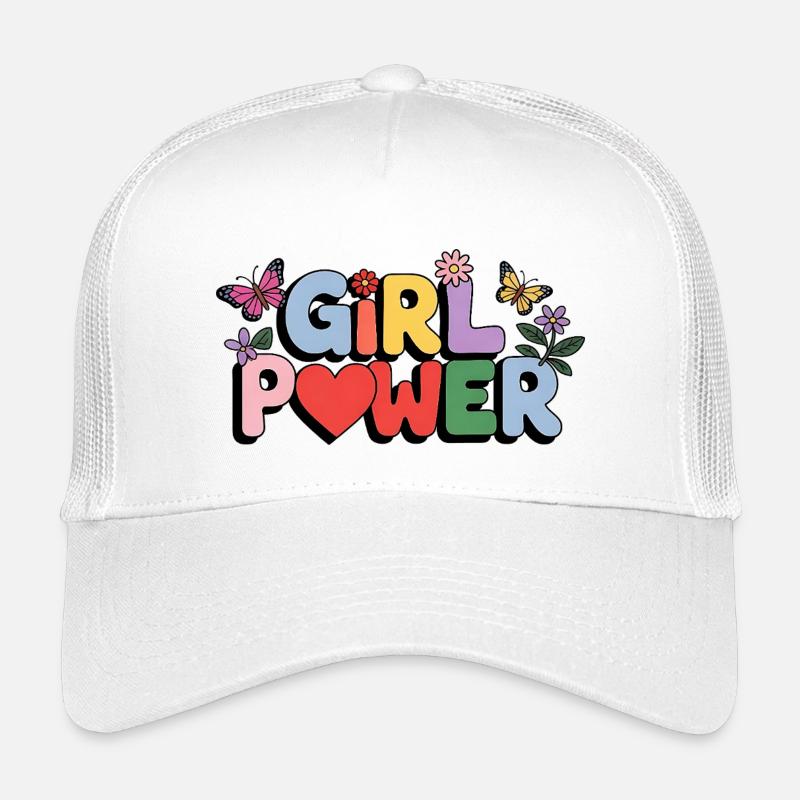Girl Power Bloom Buchstaben - Kinder Trucker-Cap - Weiß