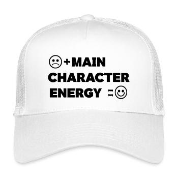 Main_Character_Energy_Positive_ _smile - Kids’ Trucker Cap - white - Front