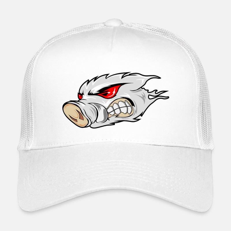 Feuriges Wildschweinkopf-Emblem - Kinder Trucker-Cap - Weiß