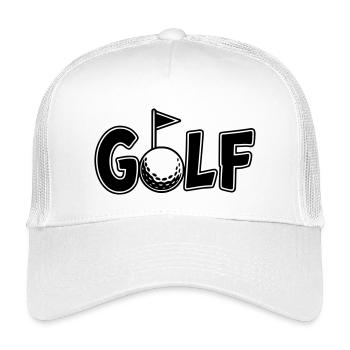 Lettrage de golf avec balle de golf et drapeau de golf - Casquette trucker enfant - blanc - Devant