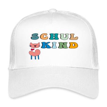 Schulkind Katze Herz - Kinder Trucker-Cap - Weiß - Vorne
