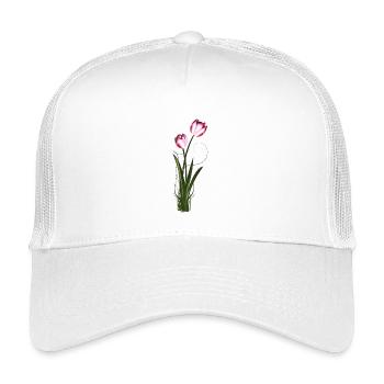 deux tulipes métalliques chatoyantes au printemps - Casquette trucker enfant - blanc - Devant