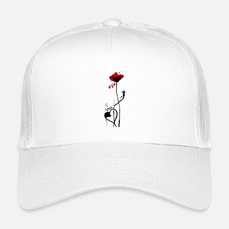 Es ist Liebe.. mit Mohn-Design - Kinder Trucker-Cap - Weiß