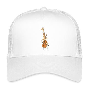 Giraffe Musician with Cello - Kids’ Trucker Cap - white - Front