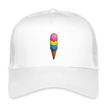 Dreifarbene Eiscreme Pyramide - Kinder Trucker-Cap - Weiß - Vorne