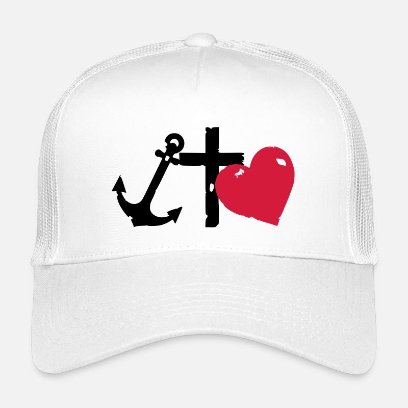 Rote Herzsilhouette glaube-liebe-Hoffnung - Kinder Trucker-Cap - Weiß