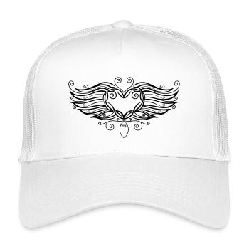 Coeur de tatouage en filigrane avec des ailes. - Casquette trucker enfant - blanc - Devant
