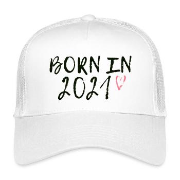 Jahrgang 2021 rosa Herz - Kinder Trucker-Cap - Weiß - Vorne