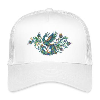 Bunter Pfau Phönix im Jugendstil - Kinder Trucker-Cap - Weiß - Vorne