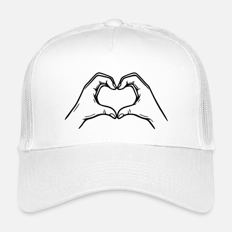 Herz Handzeichen – Love Symbol - Kinder Trucker-Cap - Weiß