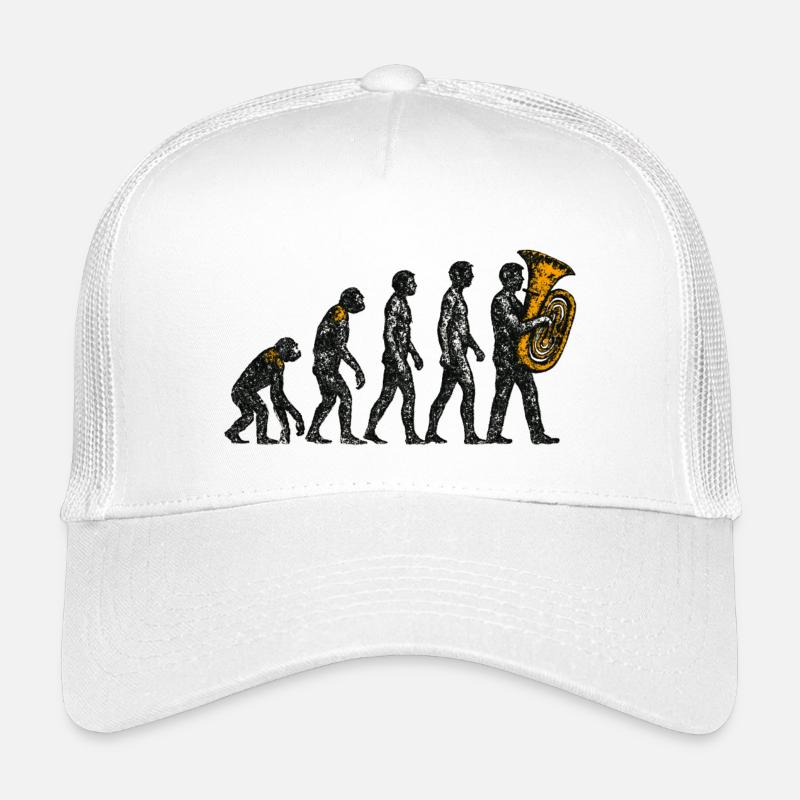 Evolution to Tuba Player Grunge Design - Kids’ Trucker Cap - white