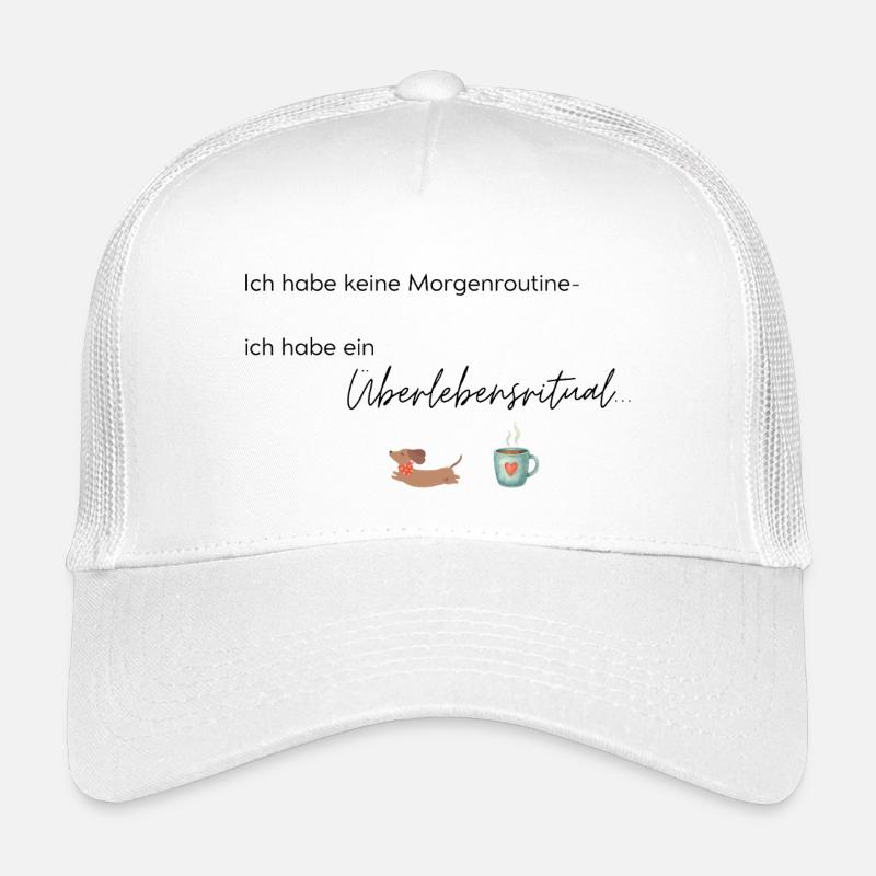 LIEBEVOLL Morgenroutine Dackel  - Kinder Trucker-Cap - Weiß