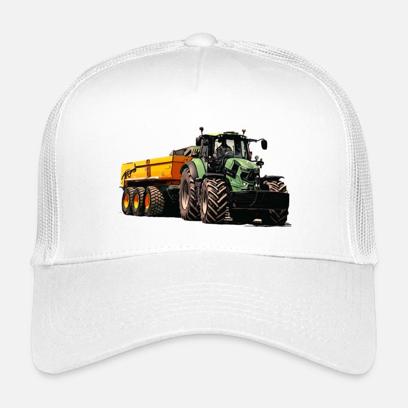 Traktor mit Anhänger Kipper - Kinder Trucker-Cap - Weiß