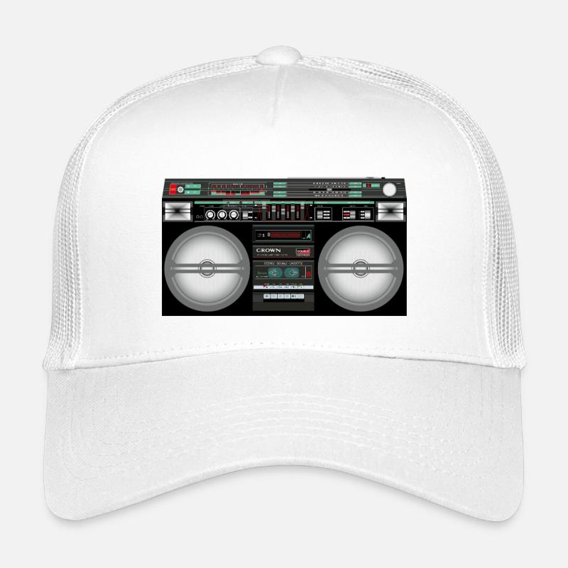 Retro Boombox Cassette Neon Kids’ Trucker Cap