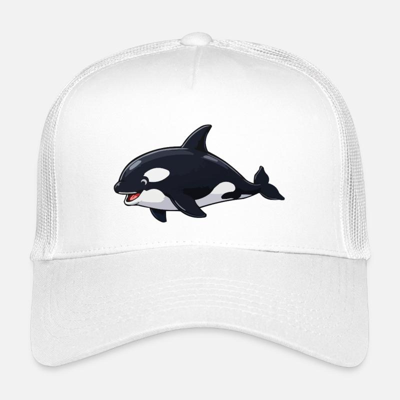 Orca Cartoon Wal Design Kinder Trucker-Cap