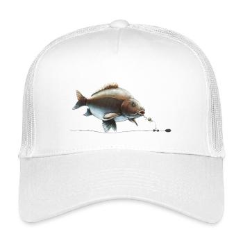 Karpfenfischen Boilie Rig Design Angler-Bissmoment - Kinder Trucker-Cap - Weiß - Vorne