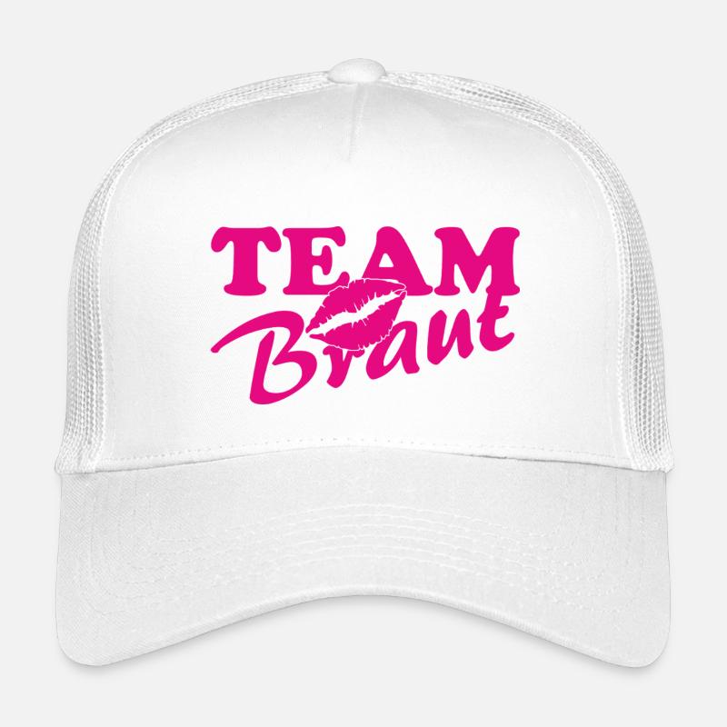 Team Brant Lippenkuss Neon Pink - Kinder Trucker-Cap - Weiß