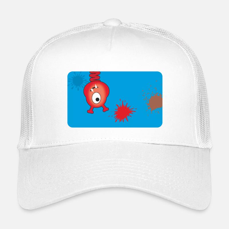 Rotes Monster & Farbkleckse - blau  - Kinder Trucker-Cap - Weiß