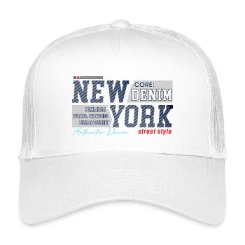 New Yorker Streetstyle Denim-Design - Kinder Trucker-Cap - Weiß - Vorne