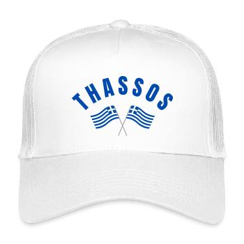 Thassos kreuzte griechische Flaggen - Kinder Trucker-Cap - Weiß - Vorne